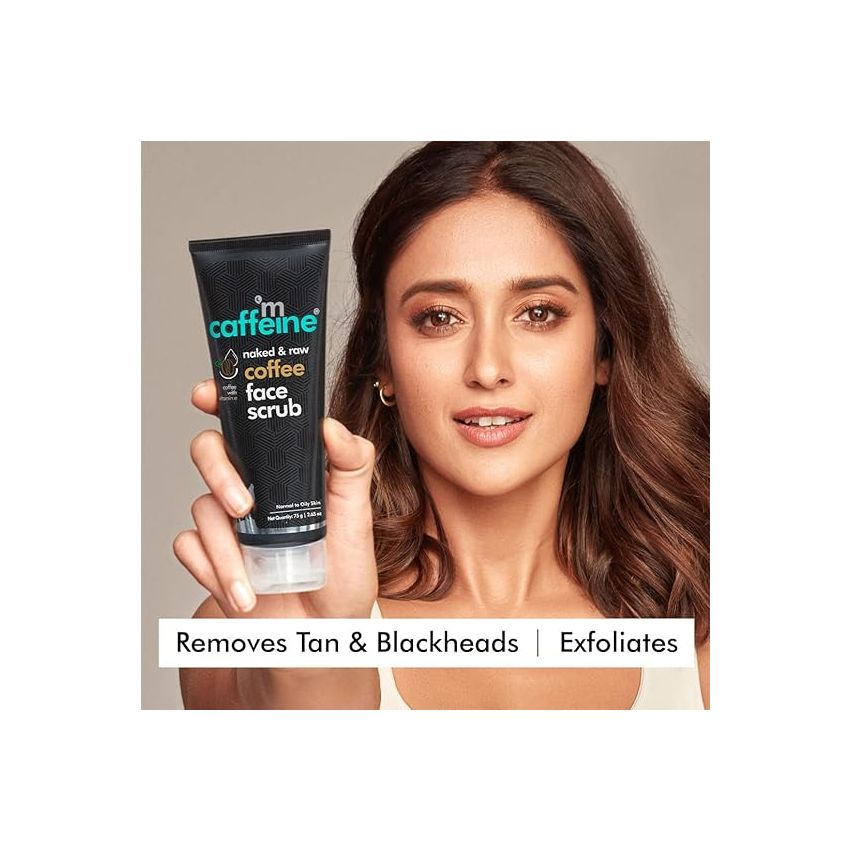 mCaffeine Coffee Tan Removal Face Scrub (75gm) | Exfoliate Scrub | Blackhead Remover, Whitehead Remover, Dead Skin Remover, Detan Pack I Caffeine & Walnut Scrub for Face | Face Scrub For Women and Men