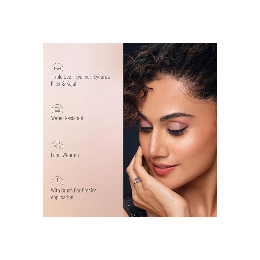 SWISS BEAUTY Waterproof Semi-Matte Eyebrow & Gel Eyeliner 2 In 1 With Brush | Smudge Proof Gel Eyeliner And Eyebrow Definer Pencil | Shade- Black, 7G