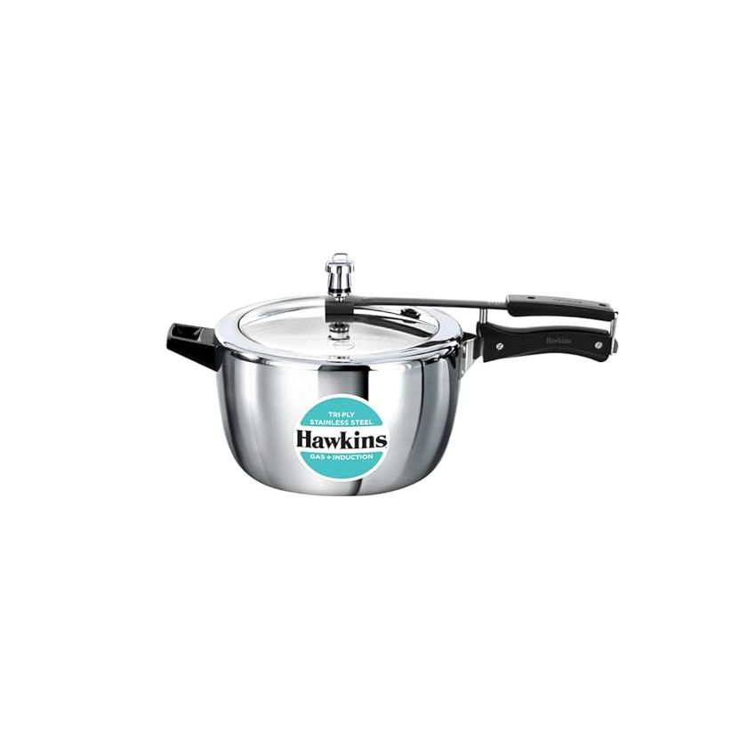Hawkins 7 Litre Triply Stainless Steel Pressure Cooker,Wide Cooker, Inner Lid Cooker, Silver (HSST7W)