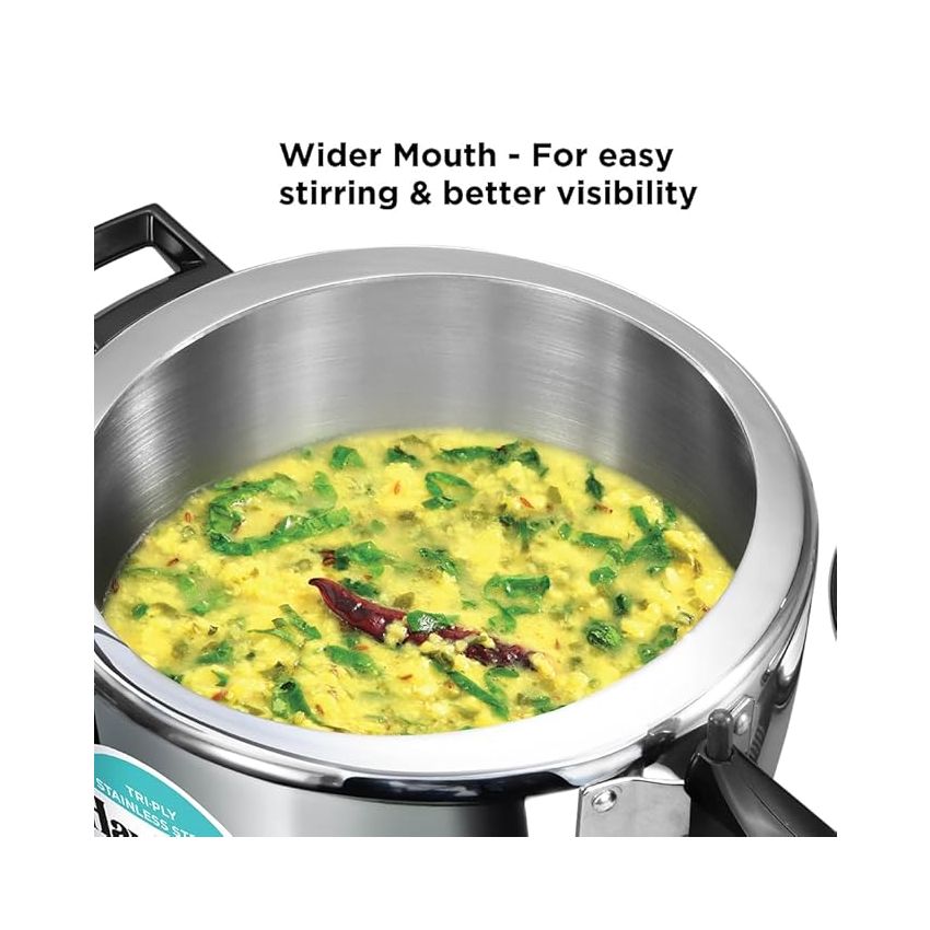 Hawkins 7 Litre Triply Stainless Steel Pressure Cooker,Wide Cooker, Inner Lid Cooker, Silver (HSST7W)