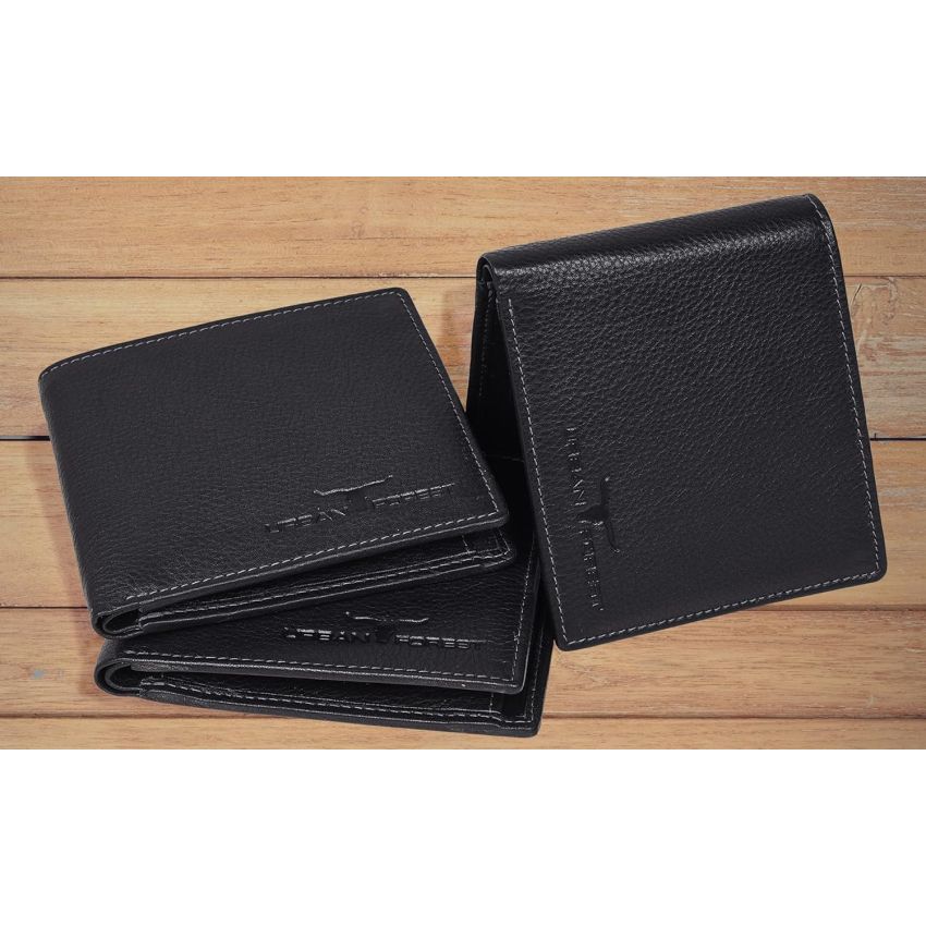 URBAN FOREST Stan Black Minimalist Leather Wallet for Men