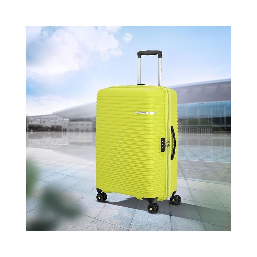 American Tourister Liftoff 79 Cms Large Check-in Polypropylene Hard Sided Double Spinner 4 Wheel Luggage/Trolley Bag/Suitcase (Apple Green)