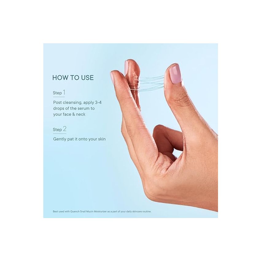 Quench 96% Snail Mucin Collagen Boost Serum with Niacinamide & Hyaluronic Acid | 72 Hours Hydration | Formulated & Made in Korea | Dewy Soft & Plump Skin | Prevents Early Signs of Ageing (30ml)