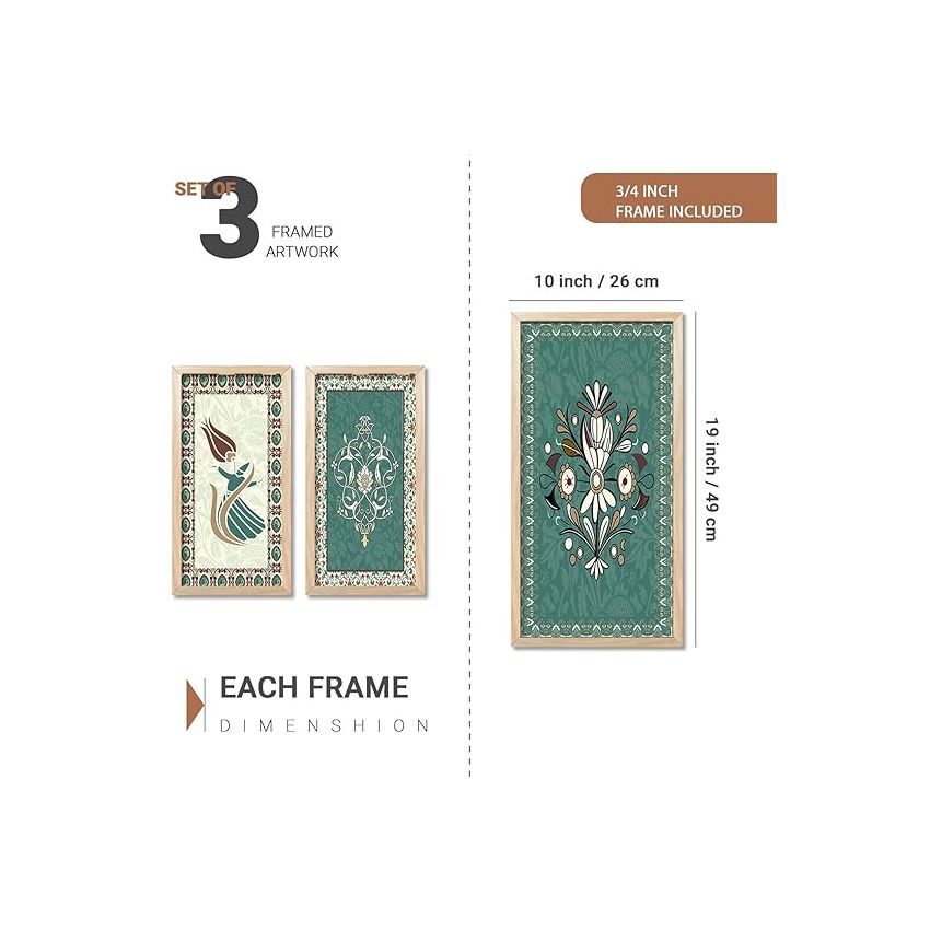 kotart Painting Indian Madhubani Traditional Art Home Decoration Paintings With Frame For Living Room Bed Room Hotel Wall Decor Digital Reprint Engineered Wood Set Of 3 (Art 9, (10X19 inch), Framed)