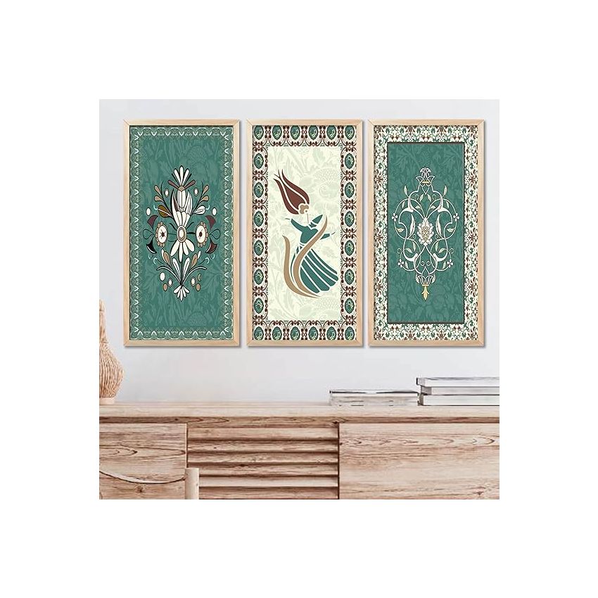 kotart Painting Indian Madhubani Traditional Art Home Decoration Paintings With Frame For Living Room Bed Room Hotel Wall Decor Digital Reprint Engineered Wood Set Of 3 (Art 9, (10X19 inch), Framed)