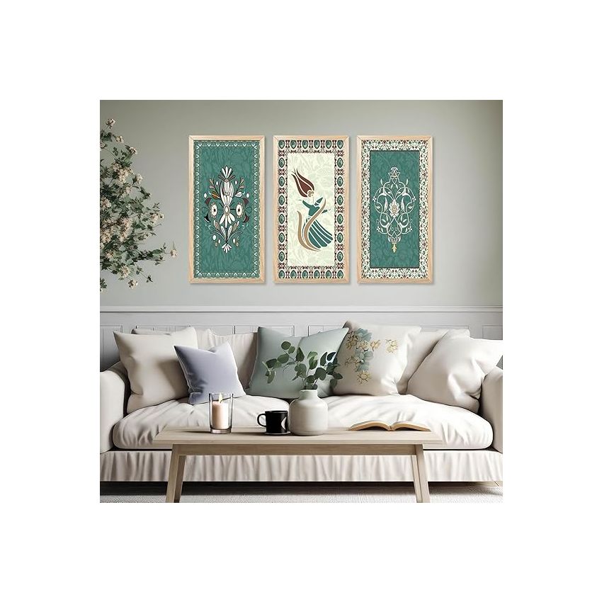 kotart Painting Indian Madhubani Traditional Art Home Decoration Paintings With Frame For Living Room Bed Room Hotel Wall Decor Digital Reprint Engineered Wood Set Of 3 (Art 9, (10X19 inch), Framed)