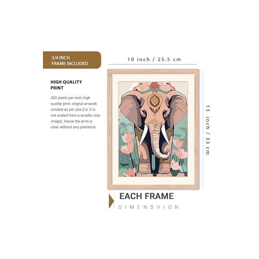 kotart Traditional Indian Inspired Wall Art Prints for Home and Office Decor - Modern Art Digital Painting for Bedroom living room office Wall Decoration (10X13 INCH, A)