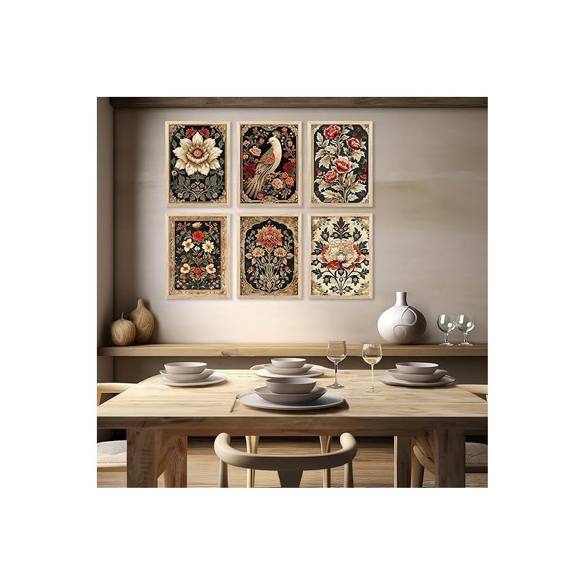 kotart - Traditional Wall Art Paintings For Wall Decor | Madhubani Wall Poster With Frames | Wall Hanging Frames Set of 6 (13X17 INCH, A)