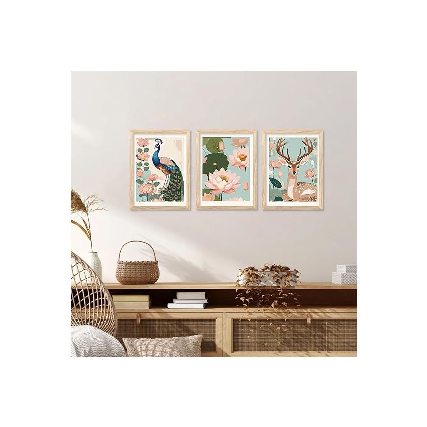 kotart Traditional Indian Inspired Wall Art Prints for Home and Office Decor - Modern Art Digital Painting for Bedroom living room office Wall Decoration (10X13 INCH, A)