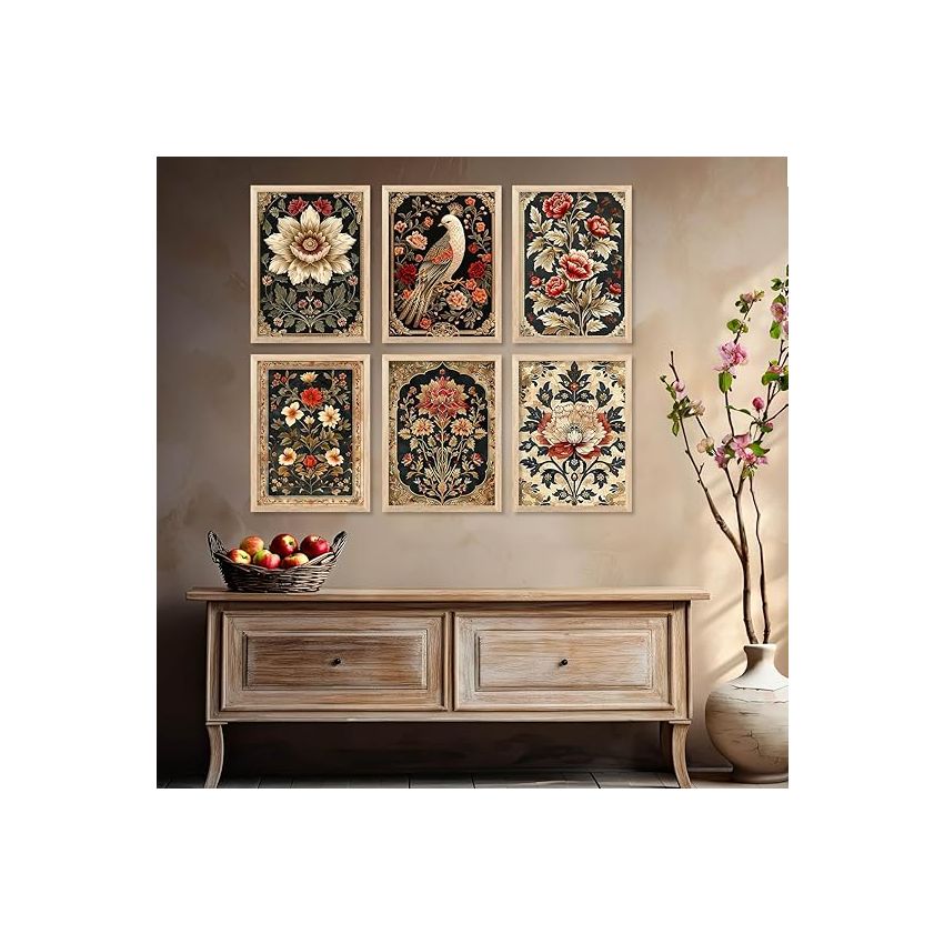 kotart - Traditional Wall Art Paintings For Wall Decor | Madhubani Wall Poster With Frames | Wall Hanging Frames Set of 6 (13X17 INCH, A)