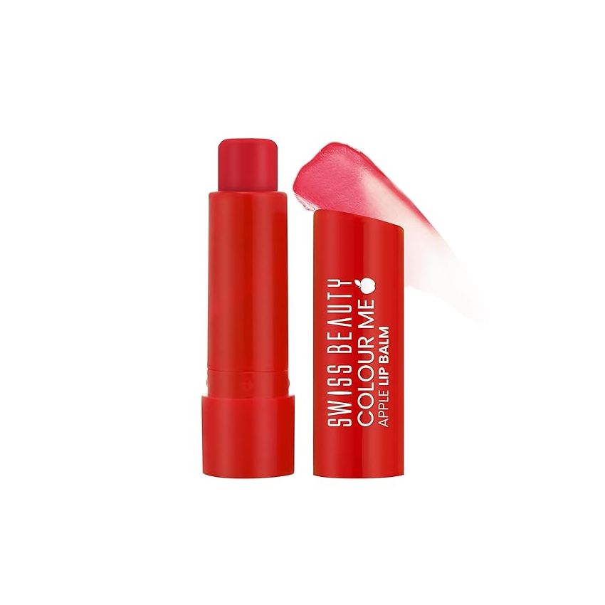 Swiss Beauty Colour Me Tinted Lip Balm with 12 Hours of Hydration | For Dry & Chapped Lips | With SPF 15, Shea Butter and Vitamin E | Long Lasting Glossy Finish Lip Balm | Shade - Apple Burst, 4.5g