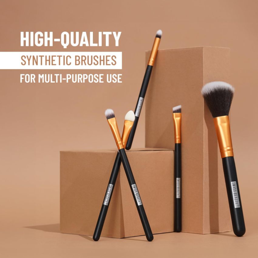 Swiss Beauty Makeup Brushes Set, Makeup Accessory,Gold, 100G