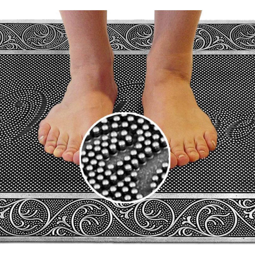 Onlymat Non-Slip Acupressure Rubber Door Mat - 90 x 60cm, for Main Door, Bedroom, Entrance, Kitchen, Home, Entryway, Office, Shop, Outdoor, Bed room (Silver)