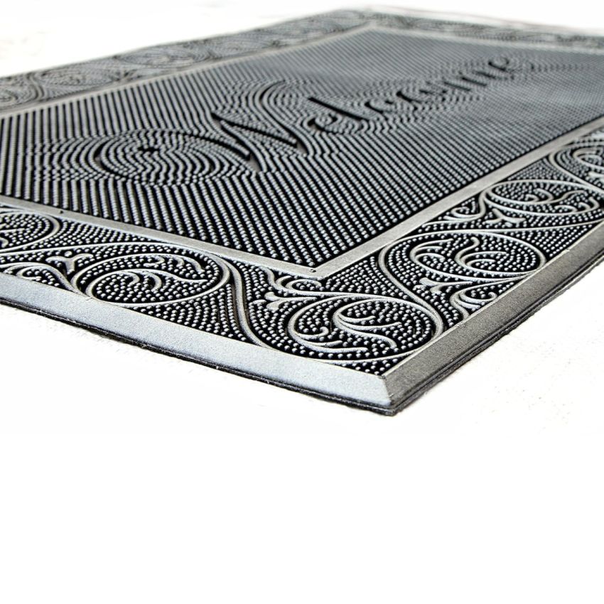 Onlymat Non-Slip Acupressure Rubber Door Mat - 90 x 60cm, for Main Door, Bedroom, Entrance, Kitchen, Home, Entryway, Office, Shop, Outdoor, Bed room (Silver)