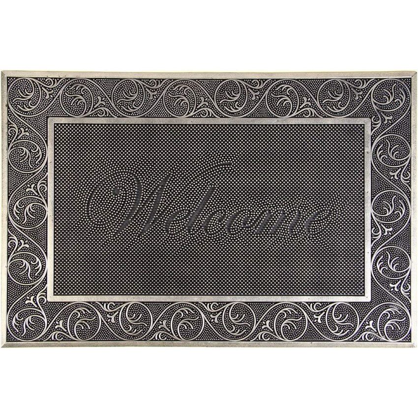 Onlymat Non-Slip Acupressure Rubber Door Mat - 90 x 60cm, for Main Door, Bedroom, Entrance, Kitchen, Home, Entryway, Office, Shop, Outdoor, Bed room (Silver)