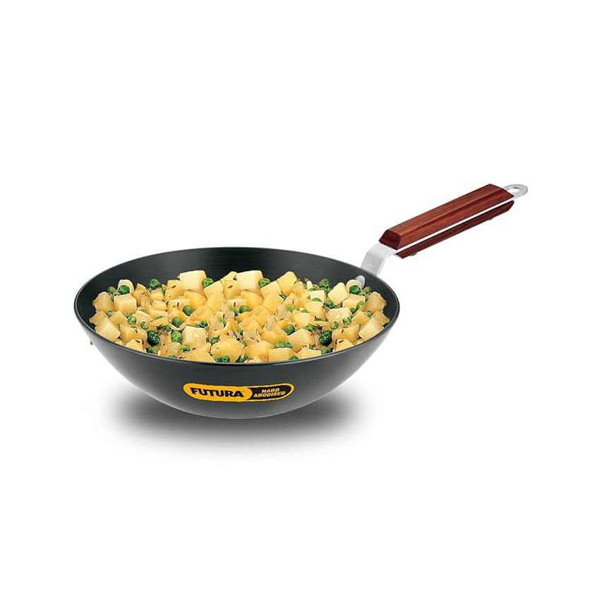 Hawkins Futura 2.5 Litre Deep Fry Pan, Long Handle Hard Anodised Kadai, Flat Bottom Kadhai, Black (ADL25)