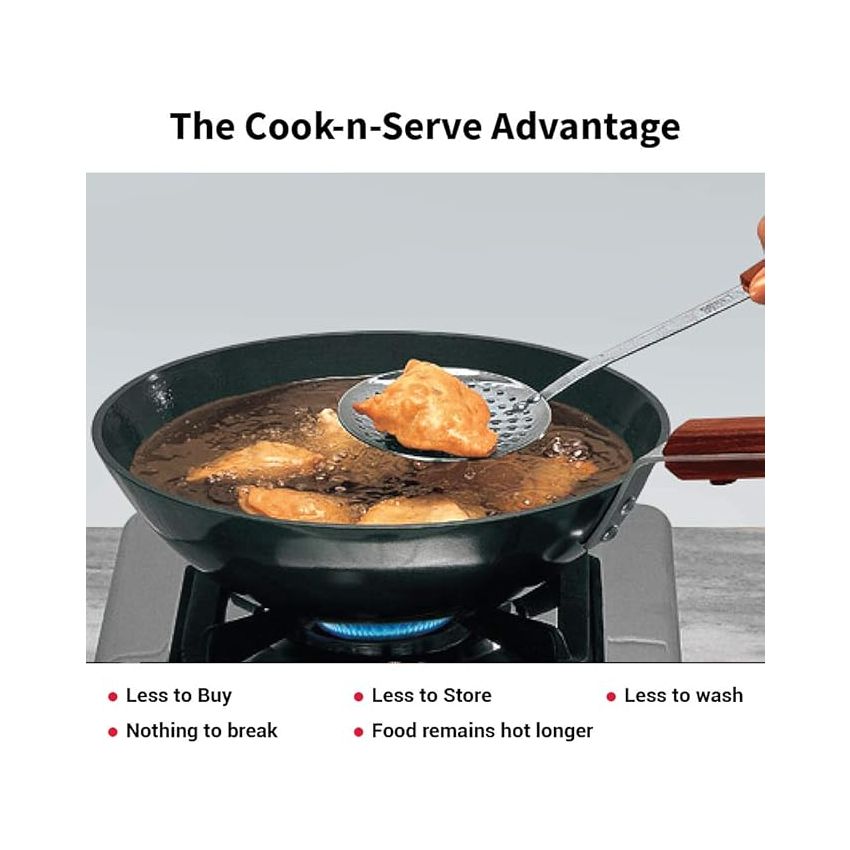 Hawkins Futura 2.5 Litre Deep Fry Pan, Long Handle Hard Anodised Kadai, Flat Bottom Kadhai, Black (ADL25)