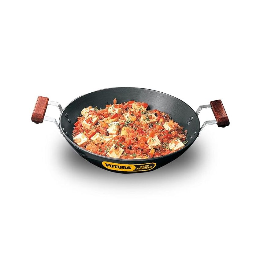 Hawkins Futura 2.5 Litre Deep Fry Pan, Hard Anodised Kadai, Flat Bottom Kadhai, Black (AD25)
