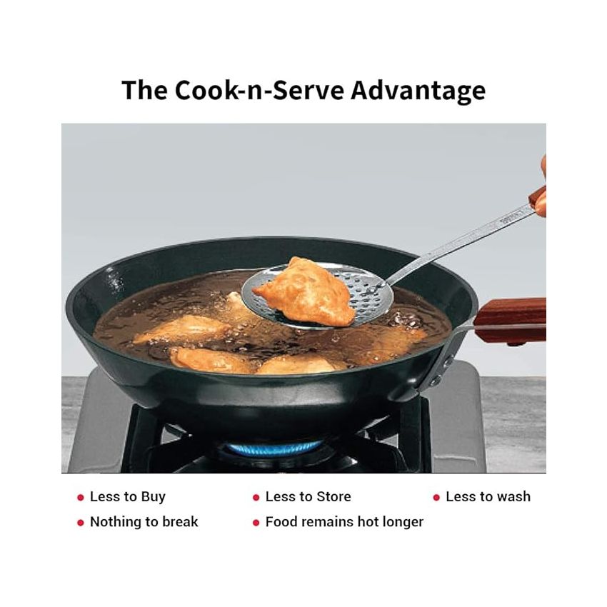 Hawkins Futura 2.5 Litre Deep Fry Pan, Long Handle Hard Anodised Kadai with Stainless Steel Lid, Flat Bottom Kadhai, Black (ADL25S)