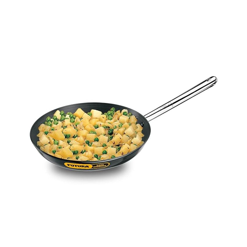 Hawkins Futura 29 cm Frying Pan, Hard Anodised Fry Pan with Stainless Steel Handle, Big Frying Pan, Black (AF29)