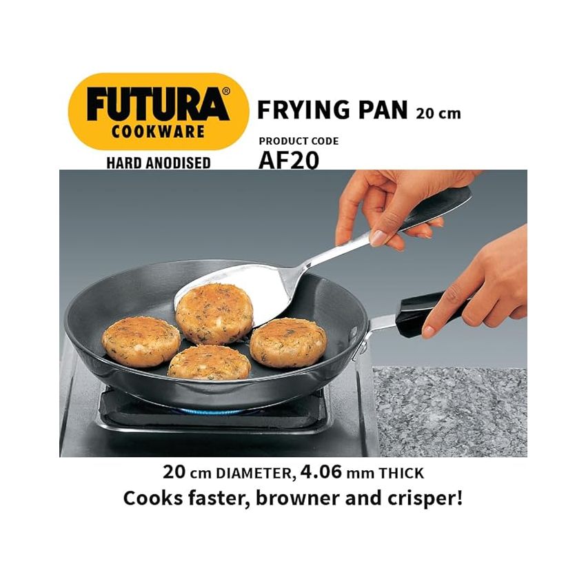 Hawkins Futura 20 cm Frying Pan, Hard Anodised Fry Pan, Small Frying Pan, Black (AF20)