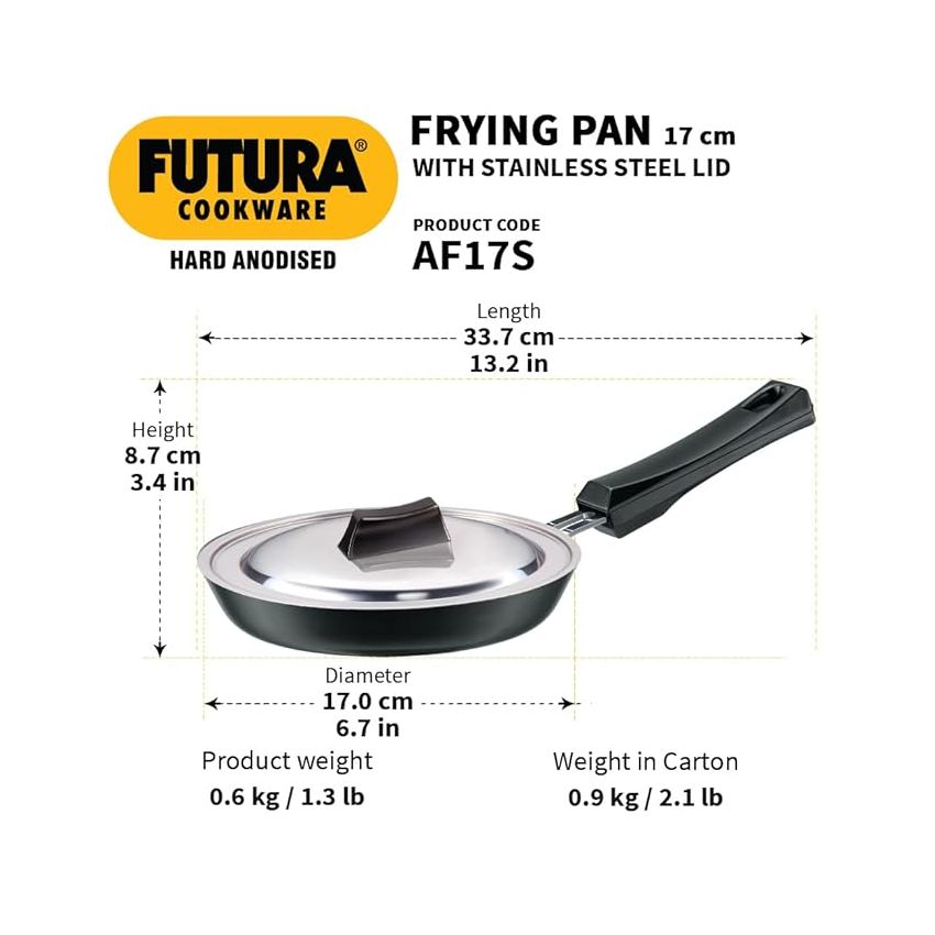 Hawkins Futura 24 cm Frying Pan, Non Stick Fry Pan with Glass Lid, Frypan, Black (NF24G)