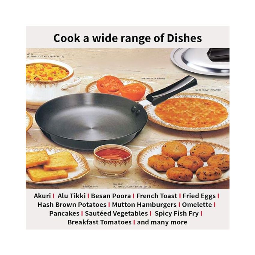 Hawkins Futura 24 cm Frying Pan, Hard Anodised Fry Pan with Stainless Steel Lid, Black (AF24S)