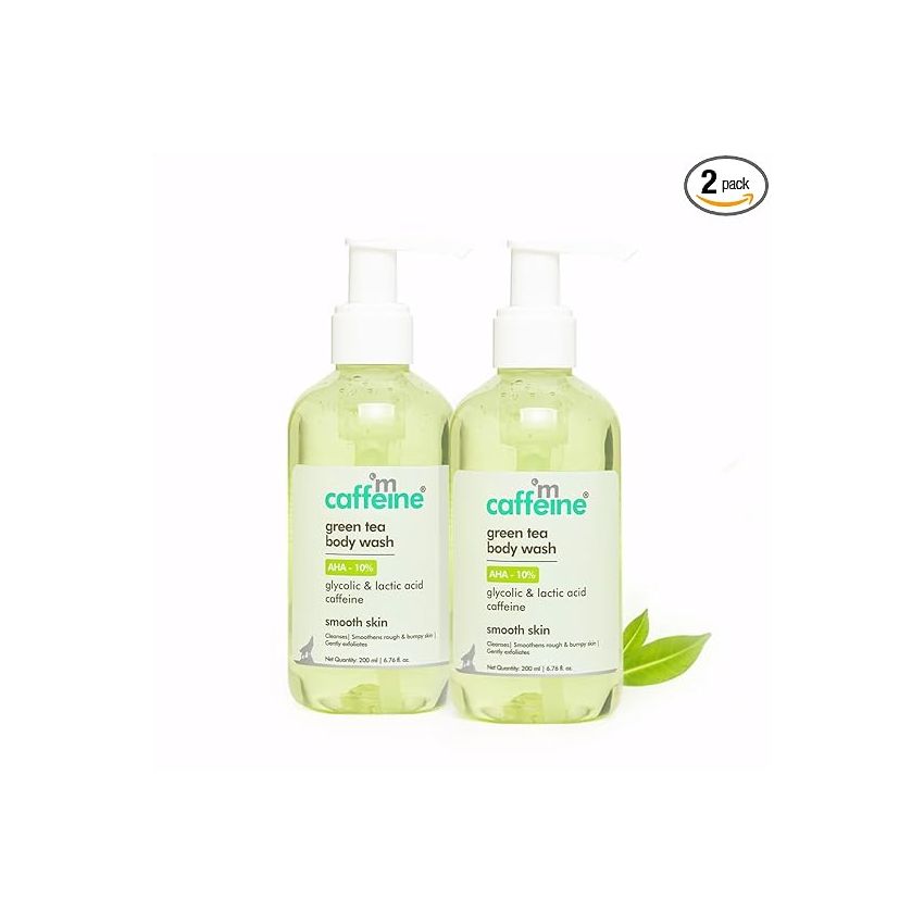 mCaffeine Glycolic Acid & Kojic Acid Body Wash (Pack of 2) | Value Pack Combo for Pigmentation & Dark Spots Correction | 10% AHA| Exfoliating Shower Gel for Men & Women