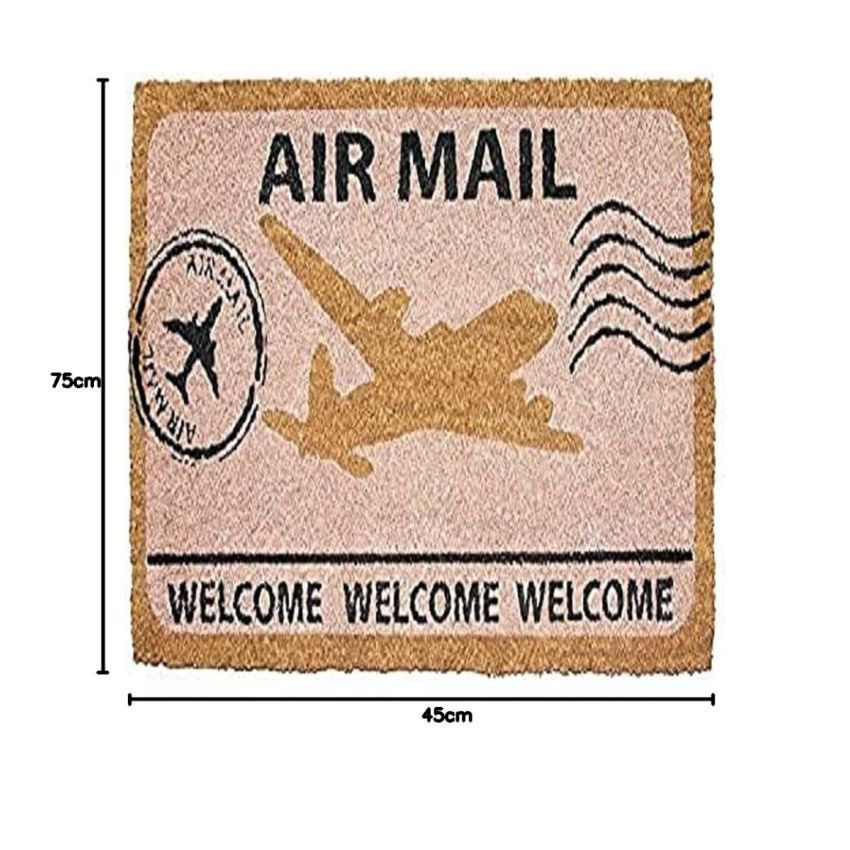 Onlymat Natural Coir Air Mail Design Eco-friendly Thick Material and PVC Doormat for Main Door, Bedroom, Entrance, Kitchen, Entryway, Shop, Office (Multicolour, 75 cm x 45 cm x 1.5 cm)