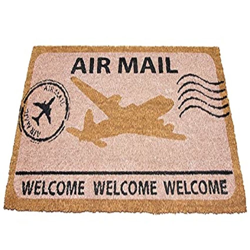 Onlymat Natural Coir Air Mail Design Eco-friendly Thick Material and PVC Doormat for Main Door, Bedroom, Entrance, Kitchen, Entryway, Shop, Office (Multicolour, 75 cm x 45 cm x 1.5 cm)