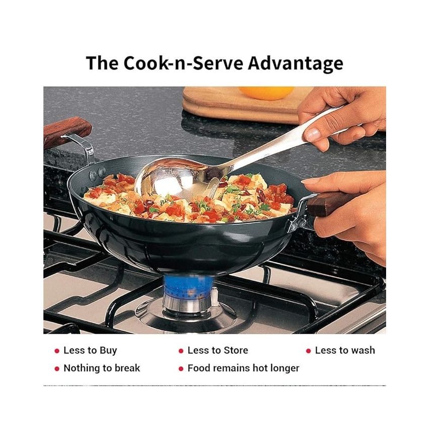 Hawkins Futura 1.5 Litre Deep Fry Pan, Hard Anodised Kadai, Round Bottom Kadhai, Small Kadai, Black (AK15)