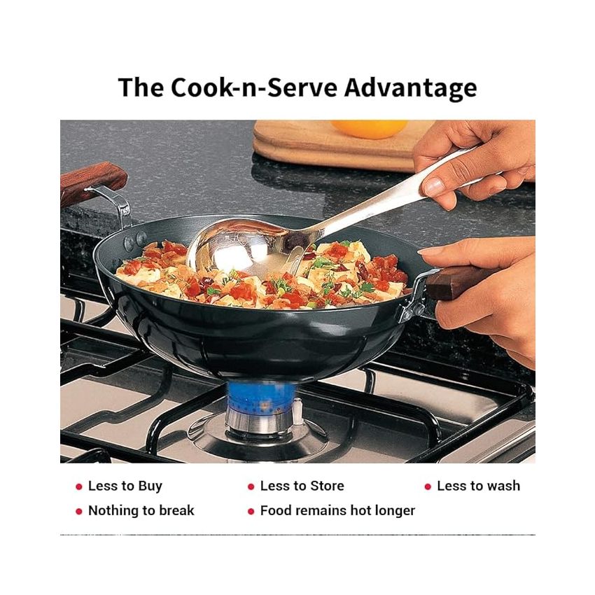 Hawkins Futura 1.5 Litre Deep Fry Pan, Hard Anodised Kadai with Glass Lid, Round Bottom Kadhai, Small Kadai, Black (AK15G)