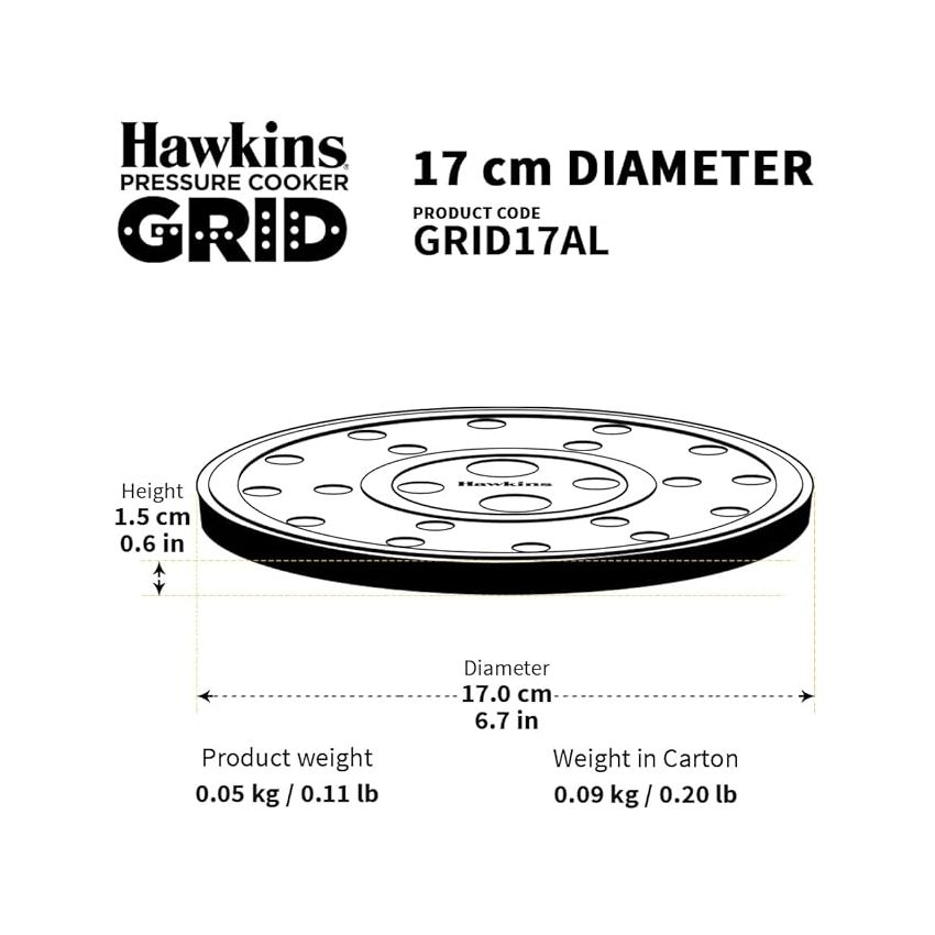 Hawkins 11 cm Pressure Cooker Grid for Steaming Food and Container Cooking, Silver (GRID11AL), Aluminium,3 litre