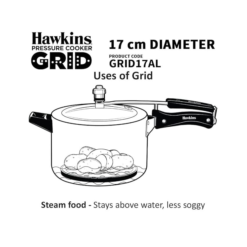 Hawkins 11 cm Pressure Cooker Grid for Steaming Food and Container Cooking, Silver (GRID11AL), Aluminium,3 litre