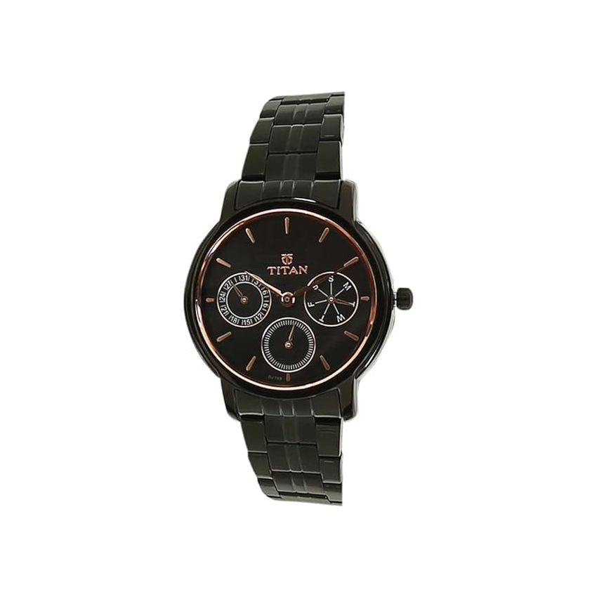 Titan Workwear Black Dial Women Watch With Stainless Steel Strap-NS2589NM01/NT2589NM01