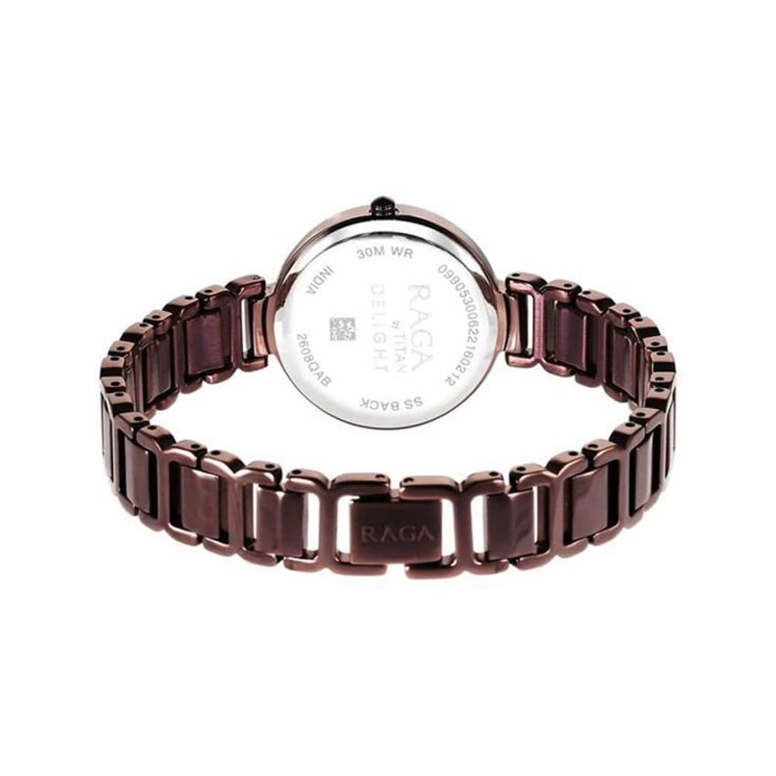 Titan Raga Women's Allure: Brown Dial with Designer Metal Strap Watch-2608QM02/NT2608QM02