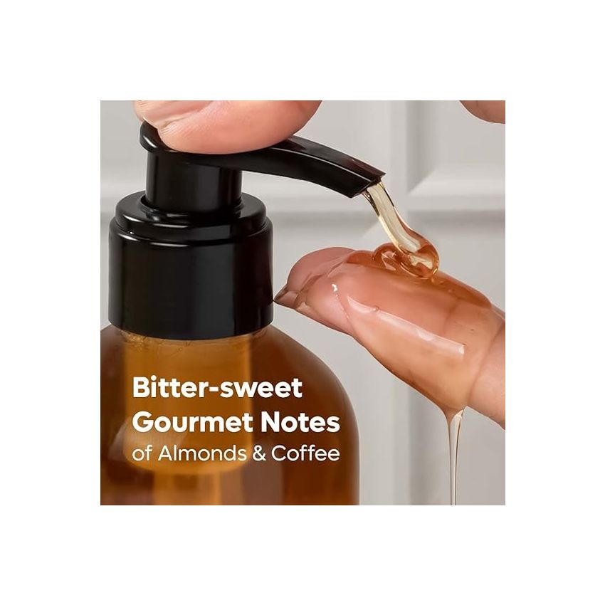 mCaffeine Coffee Body Wash with Almonds | De-Tan & Deep Cleansing Shower Gel | Enriched with Vitamin E & in Energizing Nutty Almond Aroma | Suitable for All Skin Types | For both Men & Women (200ml)