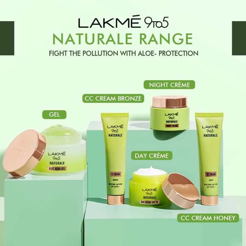 LAKMÉ 9 To 5 Naturale Aloe Aqua Hydrating Face Gel 50 G, With 100% Natural Aloe Vera, Lightweight Cooling Moisturizer - Moisturizes & Brightens Skin