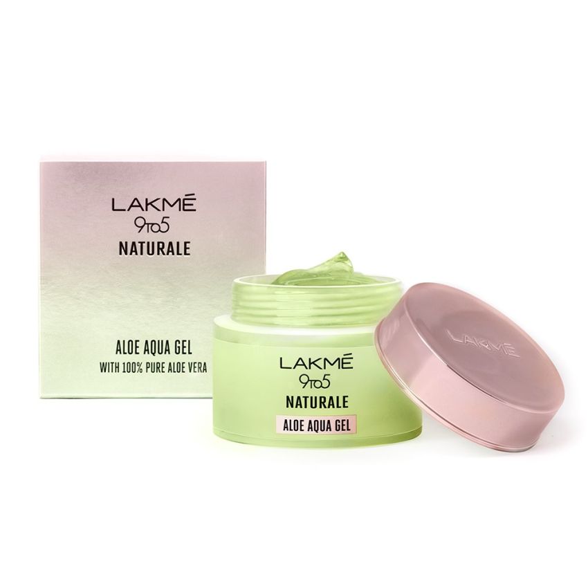 LAKMÉ 9 To 5 Naturale Aloe Aqua Hydrating Face Gel 50 G, With 100% Natural Aloe Vera, Lightweight Cooling Moisturizer - Moisturizes & Brightens Skin
