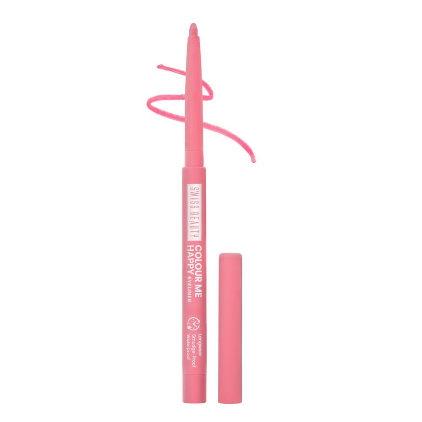Swiss Beauty Colour Me Happy Eyeliner | Waterproof & Smudge-Proof | Long-Lasting | 12 shades | Shade- Pink alperose, 0.4g