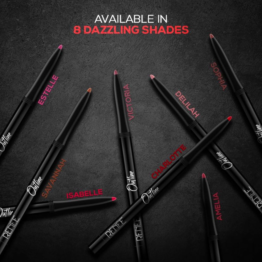 RENEE Outline Lip Liner With Built-in Sharpener 06 Amelia 0.35gm, Long Lasting & Smudge Proof, Matte Finish & Rich Color Payoff, One Swipe Application