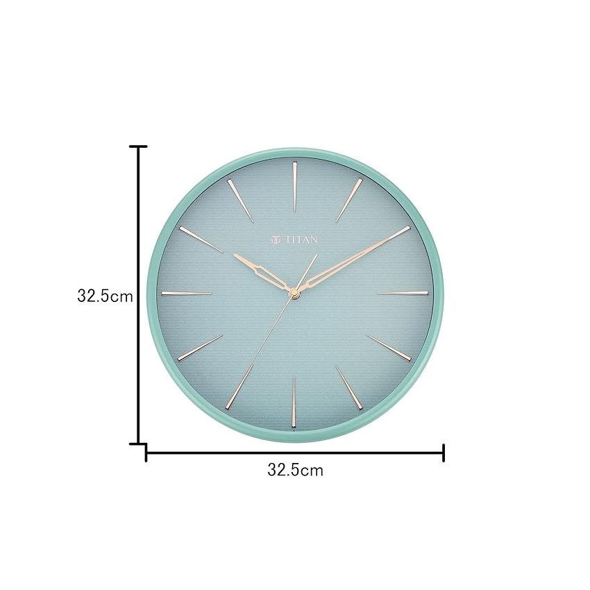 Titan Plastic Contemporary Peacock Green Wall Clock in A Matte Finish with A Textured Dial 32.5 X 32.5 Cm (Medium), Analog