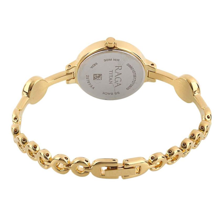 Titan Raga Quartz Analog White Dial Metal Strap Watch for Women-NS2576YM01/NT2576YM01