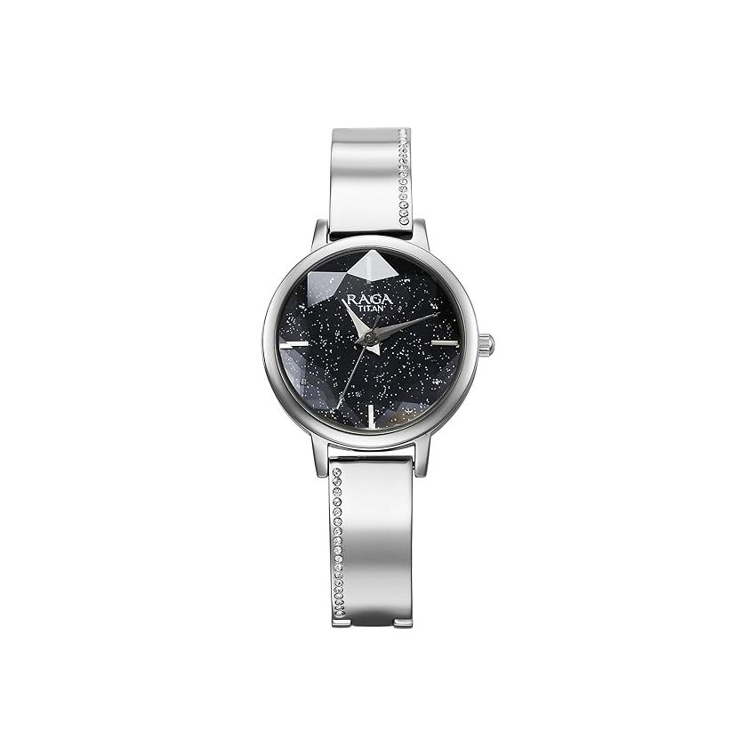 Titan Raga Showstopper Quartz Analog Blue Dial Metal Strap Watch for Women-95267SM01/NT95267SM01