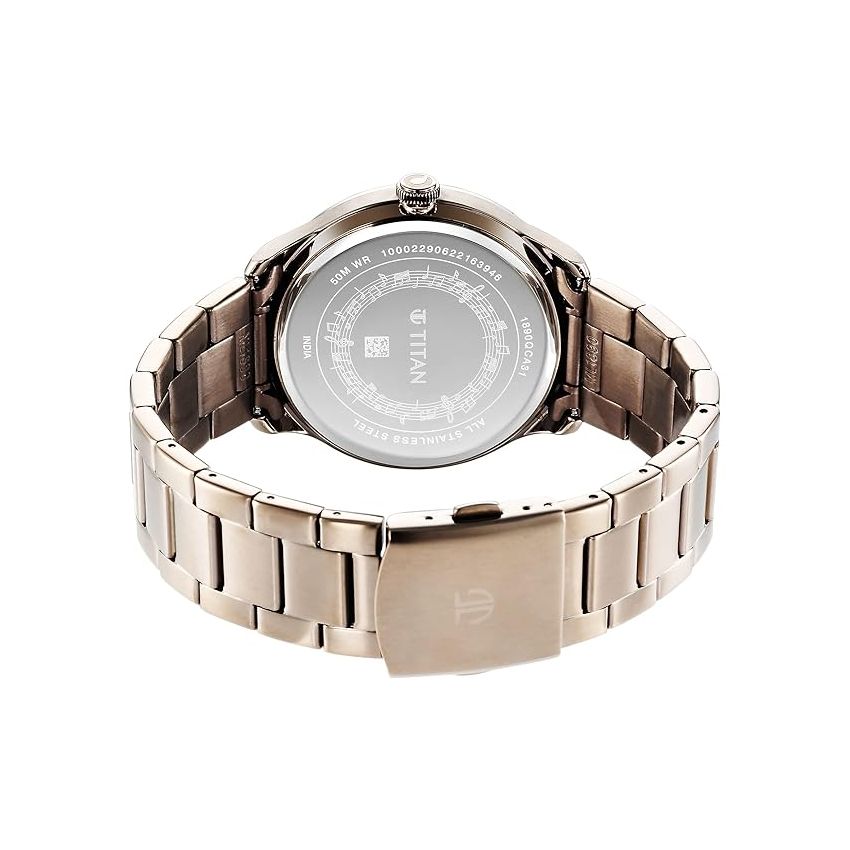 Titan Regalia Quartet Brown Dial Analog Stainless Steel Strap Watch for Men-NS1890QM01/NT1890QM01