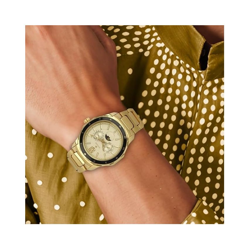 Titan Regalia Quartz Multifunction Champagne Dial Stainless Steel Strap watch for Men-NS1688KM01/NT1688KM01