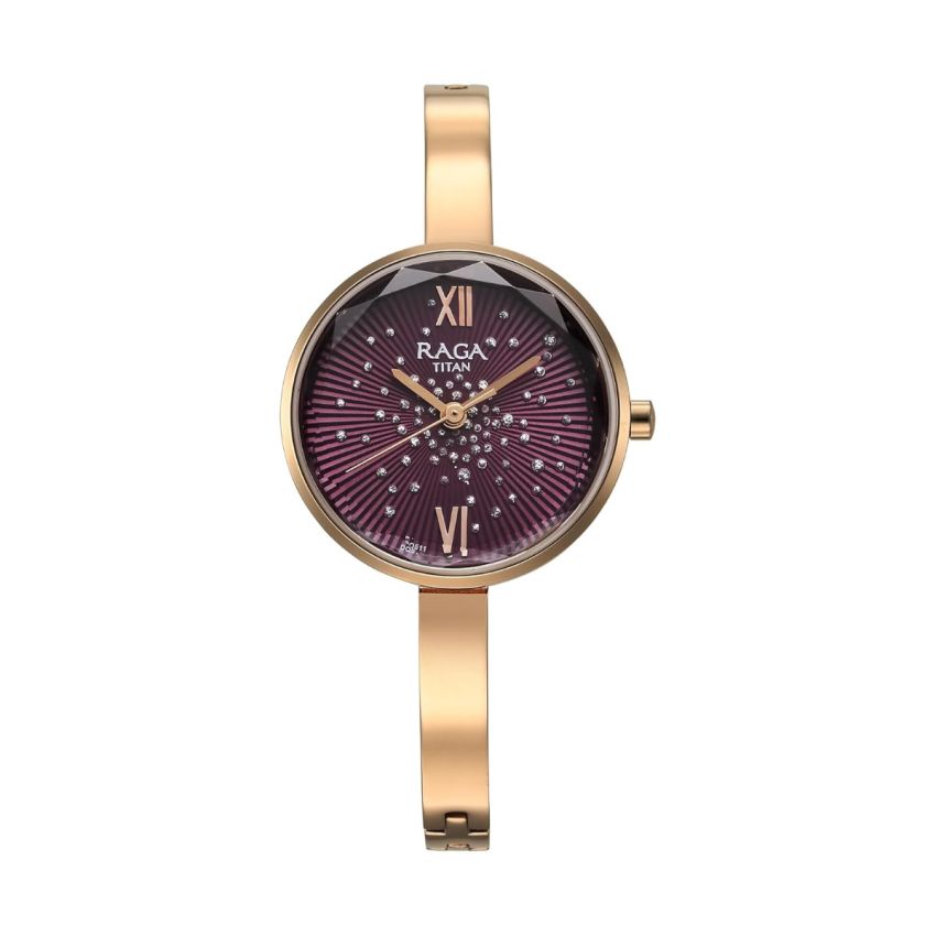 Titan Raga Showstopper Quartz Analog Purple Dial Metal Strap Watch for Women-NS95271WM01/NT95271WM01