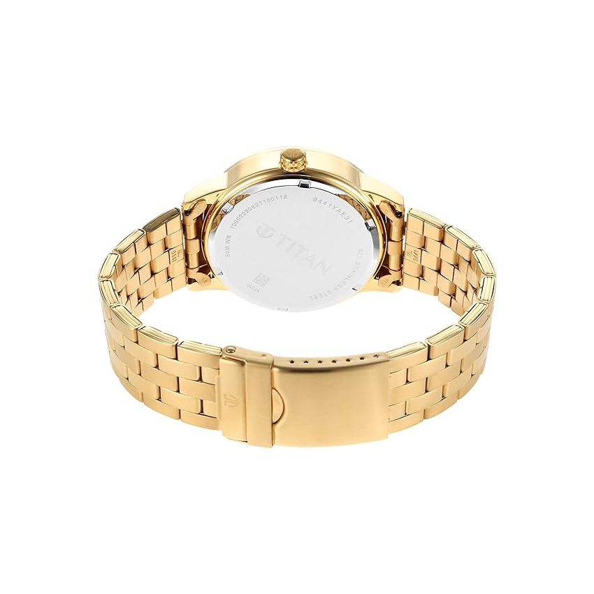 Titan Regalia Quartz Analog White Dial Stainless Steel Strap Watch for Men-NS9441YM01/NT9441YM01