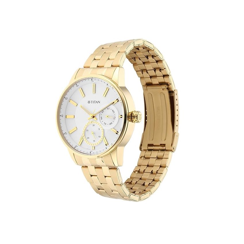 Titan Regalia Quartz Analog White Dial Stainless Steel Strap Watch for Men-NS9441YM01/NT9441YM01