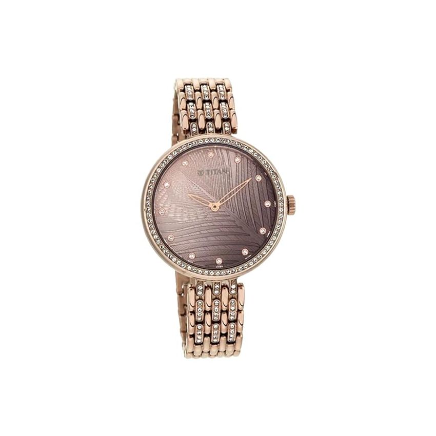 Titan Animalia Brown Dial Analog Stainless Steel Strap Watch for Women-NS95129QM01/NT95129QM01